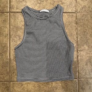 Black and white striped Zara tank top size M #stripes